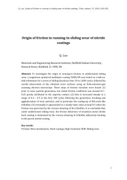 Q. Luo, Origin of friction in running-in sliding wear of nitride coatings