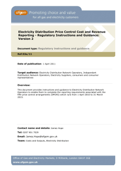Electricity Distribution Price Control Cost and Revenue