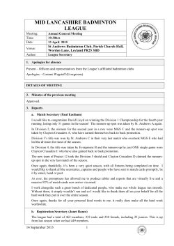 Minutes of AGM (13.04.2015) - Leyland St Andrews Badminton Club