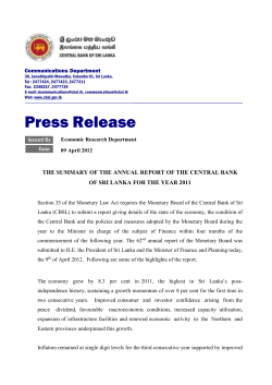 The Summary of The Annual Report Of The Central Bank of Sri