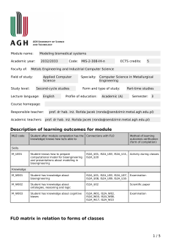 Description of learning outcomes for module FLO