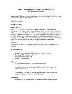 Algebra I Lesson for Order of Operations applied to the UIL