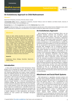 An Evolutionary Approach to Child Maltreatment Abstract