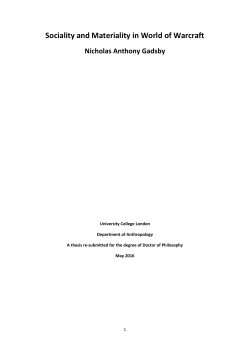 Sociality and Materiality in World of Warcraft