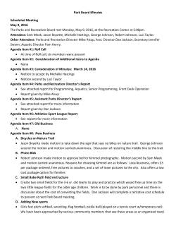 Park Board Minutes Scheduled Meeting May 9, 2016 The Parks and