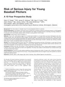 Risk of Serious Injury for Young Baseball Pitchers