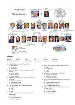 The British Royal Family Vocabulary: a palace a robe a throne a