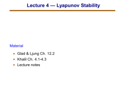 Lecture 4 &mdash; Lyapunov Stability