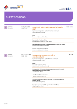 Anaesthetic toxicity-what you need to know in 2017 Postoperative