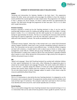 summary of interventions used at halterworth