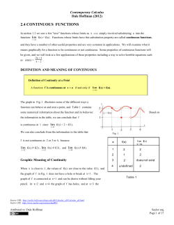 2.4 CONTINUOUS FUNCTIONS
