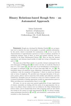 Binary Relations-based Rough Sets &ndash; an