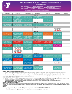 GROUP EXERCISE SCHEDULE - Valparaiso Family YMCA