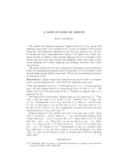 A NOTE ON ENDS OF GROUPS We consider the following question
