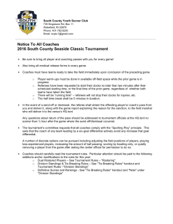 Notice To All Coaches 2016 South County Seaside Classic