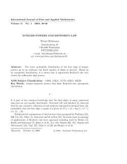 Integer powers and Benford`s law - International Journal of Pure and
