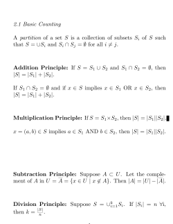 2.1 Basic Counting A partition of a set S is a collection of subsets S i