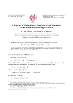 A Sequence of Modular Forms Associated with Higher - PMF-a