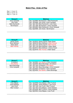 UPDATED 3 JUNE: Order of Play