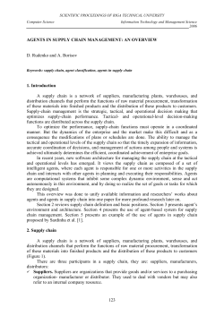 AGENTS IN SUPPLY CHAIN MANAGEMENT
