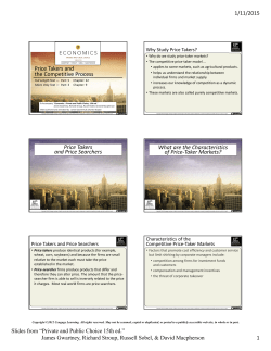 Price Takers and the Competitive Process Price Takers and Price