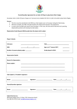 Parent/Guardian form for an Under 18 Player to play Men`s Senior