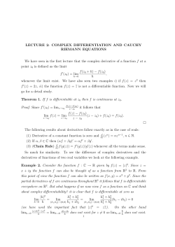 LECTURE 2: COMPLEX DIFFERENTIATION AND CAUCHY