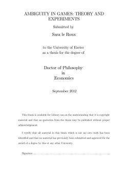 THEORY AND EXPERIMENTS Sara le Roux Doctor of Philosophy in