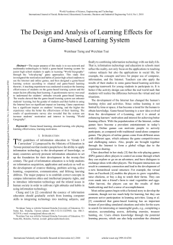 The Design and Analysis of Learning Effects for a Game