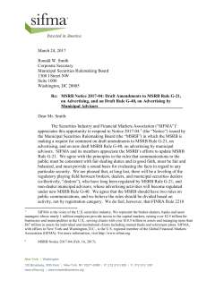 SIFMA Submits Comments to the MSRB on Rule G