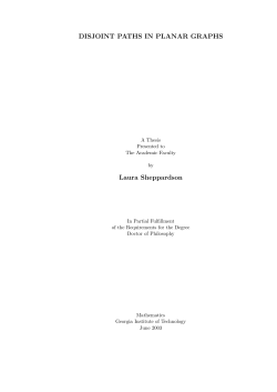 DISJOINT PATHS IN PLANAR GRAPHS Laura Sheppardson