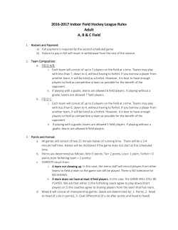 2016-2017 Indoor Field Hockey League Rules