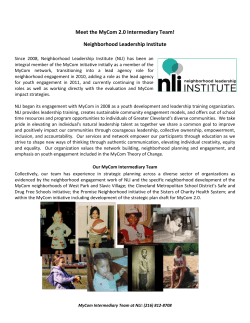 Meet the MyCom 2.0 Intermediary Team! Neighborhood Leadership