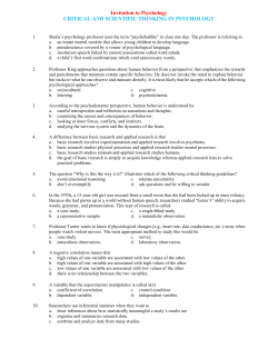 Chapter 1 &ndash; What Is Psychology?