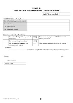 Annex 5 : Peer review pro-forma for thesis proposal