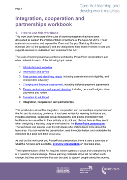 Integration, cooperation and partnerships workbook