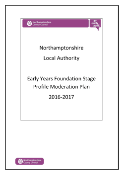 Northamptonshire LA EYFS Profile Plan 2016