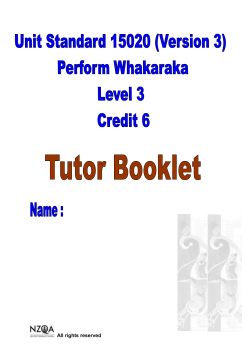 Unit Standards - Perform whakaraka assessment resource