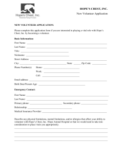 hope*s chest, inc. - Hope`s Chest Inc.