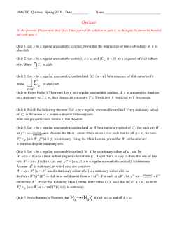 Let k be a regular, uncountable cardinal