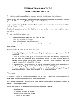 SECONDARY SCHOOLS WATERPOLO INSTRUCTIONS FOR