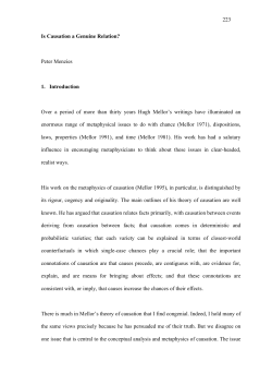 223 Is Causation a Genuine Relation? Peter Menzies 1. Introduction