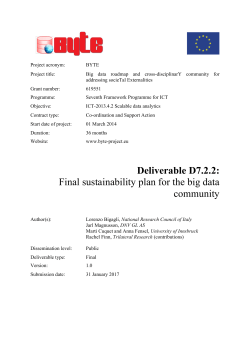 D7.2.2) Final sustainability plan for the big data community