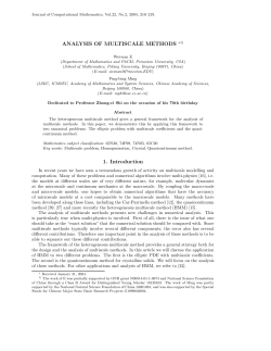 ANALYSIS OF MULTISCALE METHODS 1. Introduction