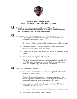2016 West High School Boy`s Soccer Player`s Checklist of &ldquo;Things to