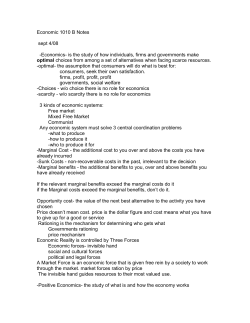 Economic 1010 B Notes sept 4/08 -Economics