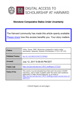 Monotone Comparative Statics Under Uncertainty The Harvard