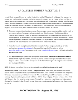 AP CALCULUS SUMMER PACKET 2015