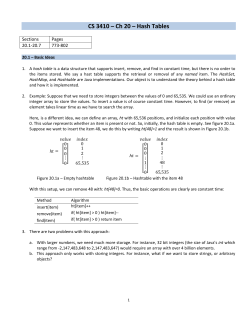 CS 3410 &ndash; Ch 20 &ndash; Hash Tables