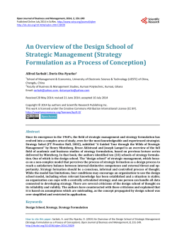 An Overview of the Design School of Strategic Management